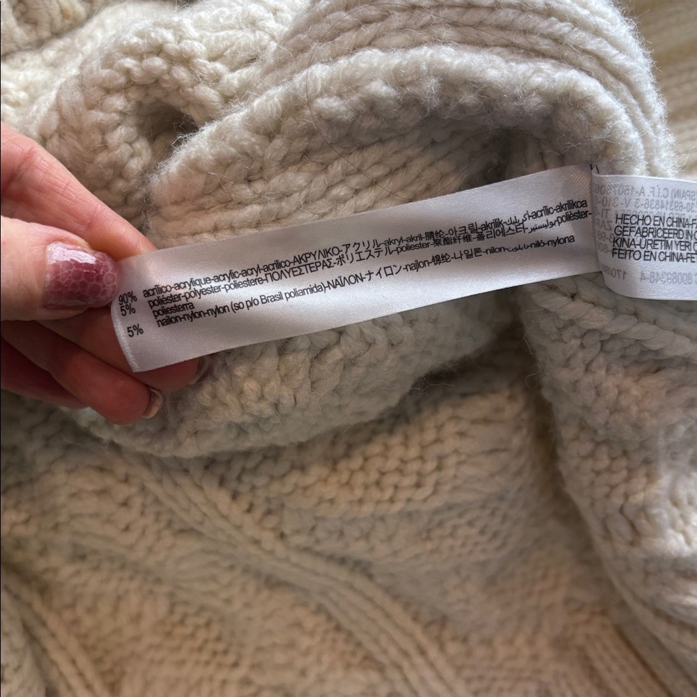 ZARA Oversized Cable Knit Turtleneck Sweater Vest – Cream | Size Medium - Picture 8 of 8